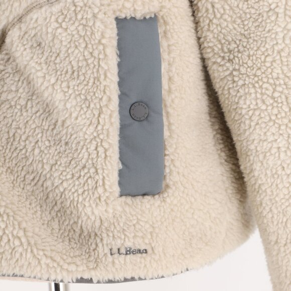 L.L.BEAN Women's Bean's Sherpa Fleece Jacket Stand Collar Oatmeal Beige Size L - Picture 5 of 9